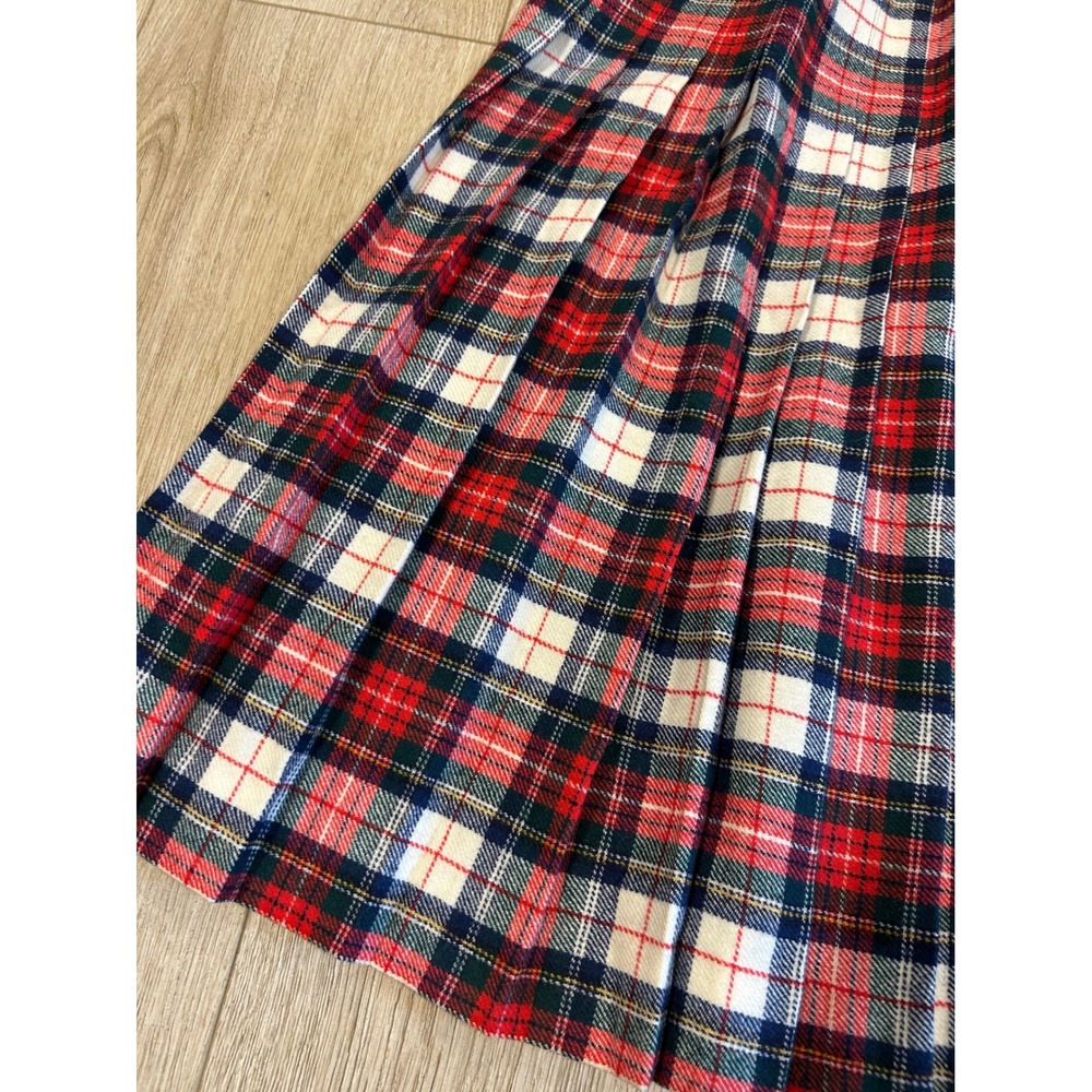 Vintage Young Pendleton Wool Wrap Kilt Skirt Red Navy Plaid Pleated Midi USA 8 - Picture 7 of 7